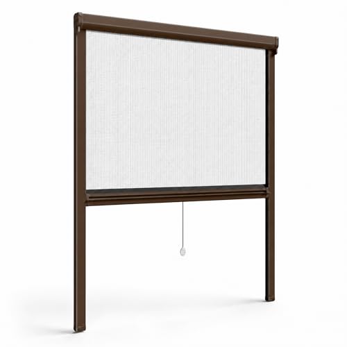 LEIVESTE - Moustiquaire enroulable pour fenêtres, montage facile et rapide, filet en fibre de verre, cadre en aluminium, différentes tailles et couleurs...