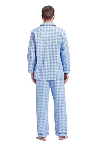 Global Men's Pajamas Sets 100% Cotton Flannel Sleepwear Long-Sleeve Top & Bottom, Large #TOP1