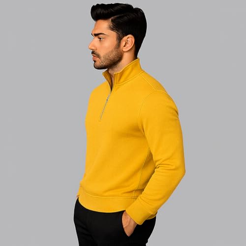 Image of Mack Jonney Men's Fleece Half-Zip High Neck Sweatshirt | Warm & Stylish Winter Wear -M4380