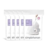 simplehuman Code M Custom Fit Drawstring Trash Bags, 45 Liter / 12 Gallon, White, 100 Count