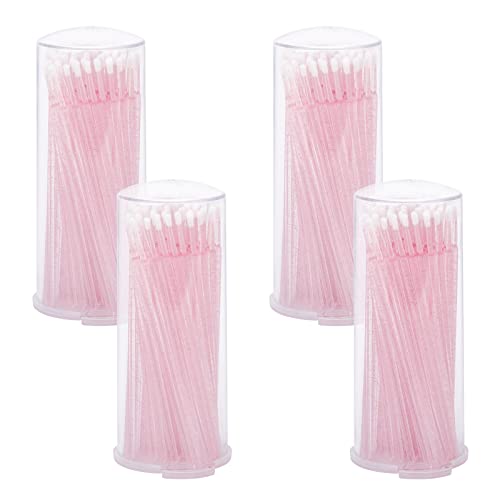 G2PLUS 400PCS Micro Applicators, Crystal Pink, Eyelash Extension Applicators for Eyelashes Extensions Crafting