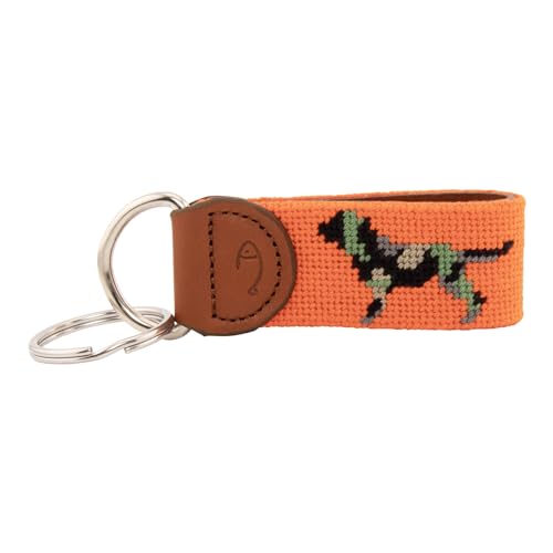 Image of Leather Hand-Stitched Needlepoint Key Fob or Key Chain