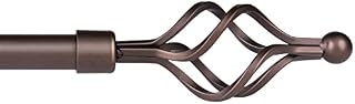 SZXIMU Curtain Poles Metal Extendable 91 to 182 cm Curtain Rods for Eyelet Curtain 19mm Diameter Heavry Duty for Windows with Iron Cage Finials, Brown
