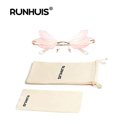 Image of Dragonfly Rimless Sunglasses Wing Shaped Butterfly Fairy Shades Glasses Fashion Party Sunglasses for Women Men