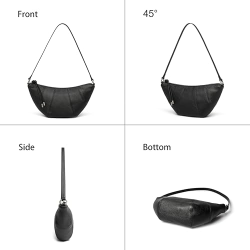 DORIS&JACKY Leather Croissant Crossbody Purse for Women's Designer Goatskin Crescent Shoulder Bag With Two Detachable Straps4