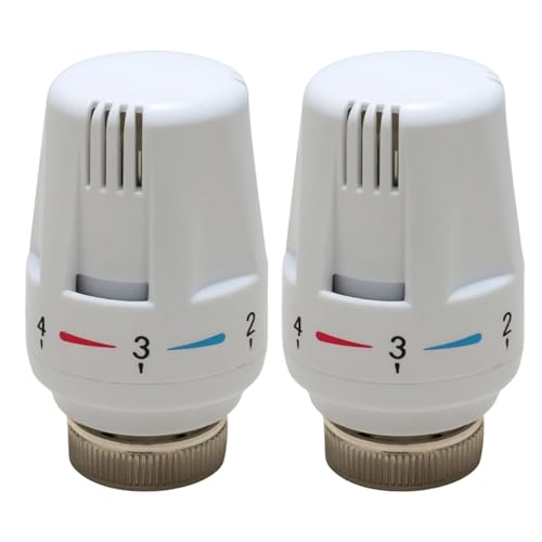 2 Pcs Thermostatic Radiator Valve, Radiator Thermostat Valve Head for Home Office Temperature Control, White Thermostatic Radiator Valve Heating System Heads