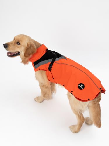 DOGOPAL 2in1 Allwetter-Hundemantel – Wasserdichter Hunderegenmantel mit herausnehmbarem Fleece – Regenmantel Hund für große, mittlere & kleine Hunde (Orange, M)