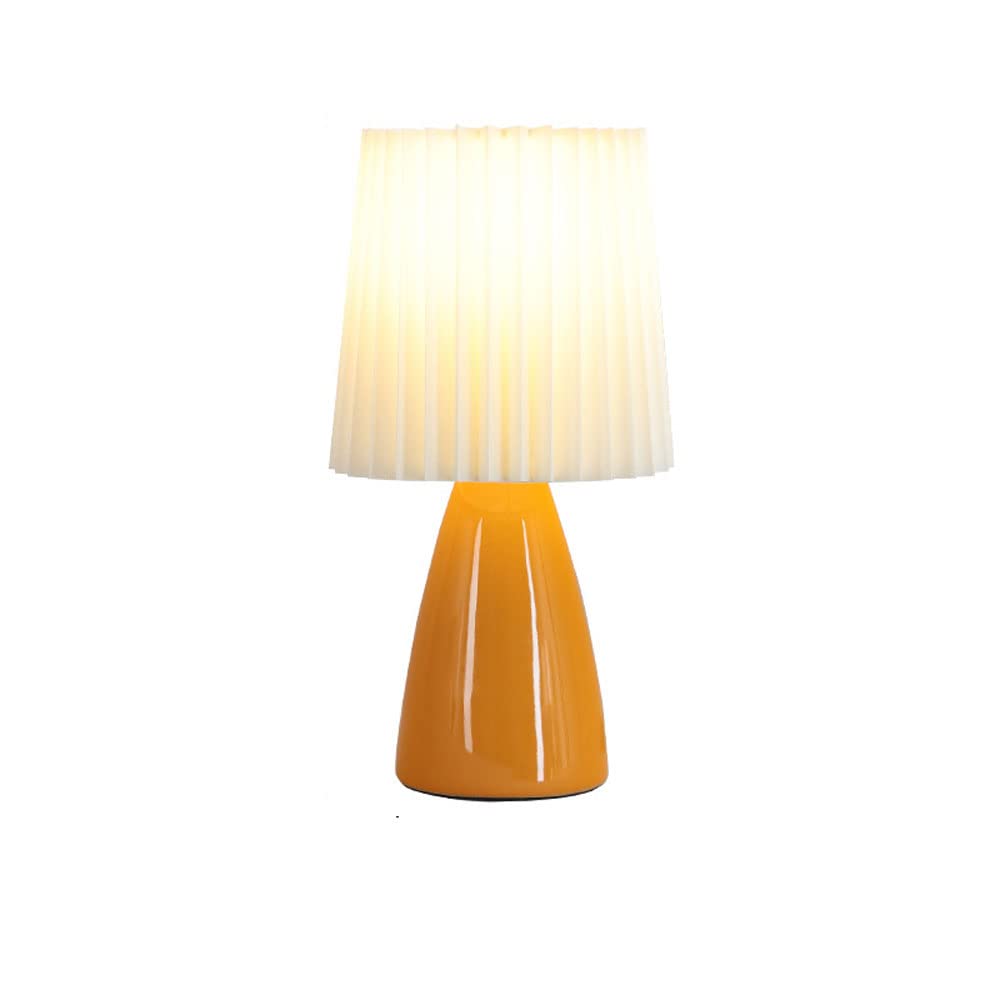SGKOMN Table Lamps For Bedroom, 12.2" Ceramic Bedroom Lamp For Bedside, Farmhouse Nightstand End Table Lamp With Lampshade Decoration,Living Room-D