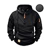 Work Hoodies for Men Winter Long Sleeve Shirts Cargo Military Hooded Sweatshirt Casual Work Pullover Tops Black XXL #1