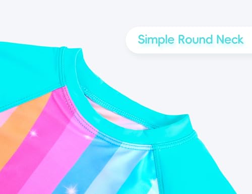 Image of Girls Swimsuit Long Sleeve Rush Guard Bathing Suit Swimwear with Bikini Bottom Sun Protection