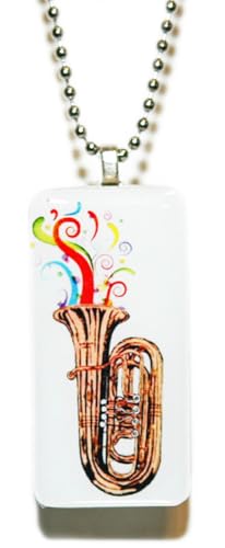 Tuba Horn Music Domino Necklace miniatura 1
