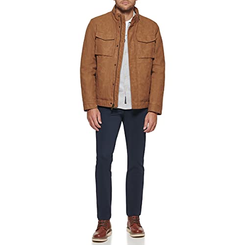 Dockers Men's Faux Leather Military Jacket, Saddle, Small by DOCKERS - Image 2