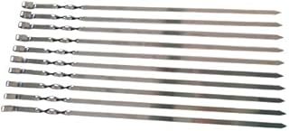 rukauf. 10 high-quality barbecue skewers made of stainless steel, 50 cm, 1 cm wide, solid 2 mm thickness.
