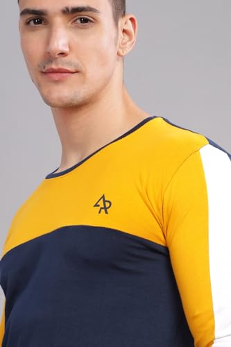 Image of ADRO Full Sleeve Tshirt for Men | Colorblock T Shirt for Men | 100% Cotton Tshirt | Full Sleeve Regular Fit T-Shirt | Men's Full Sleeves T Shirts