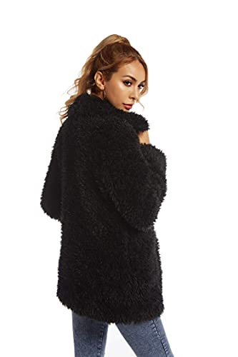 SUGAR POISON Elegant Faux Fur Coat Women 2022 Autumn Winter Warm Open Front Jacket Cardigan Overcoat Casual Outerwear4