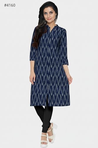 Image of Cotton Pochampally ikat unstitched blouse, Kurthi, long frock fabric material for women (1 meter, 2 meters & 3 meters)