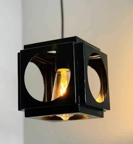 Image of Ceiling Hanging Light Hexa Round Shape Black Pendant for Dining Table, Living Room, Bedroom, Restaurants, Offices, Cafes, Hotels. E27 Bulb Type. (Bulb Not Included) (Hexa Round)