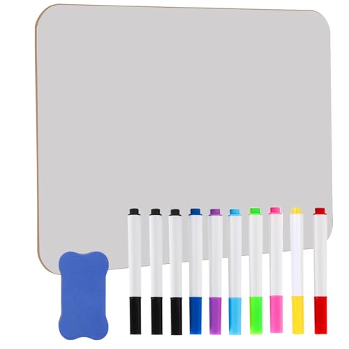 1 Pack A4 Whiteboard Mini Dry Erase White Board Durable Portable White Boards for Students with 10 Pens and 1 Erasers Small Whiteboard for Home Classroom Office