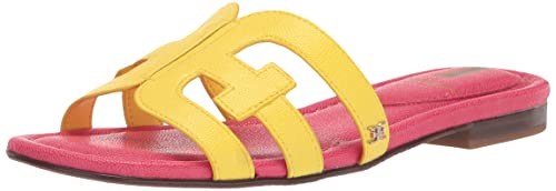 Sam Edelman Women's Bay Flat Sandal, Mimosa Yellow/Ultra Fuchsia