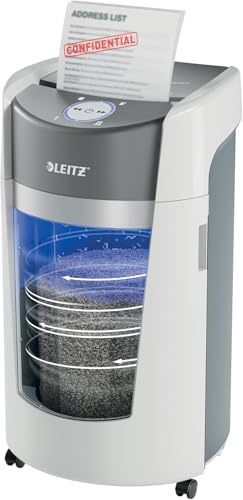 Leitz IQ OptiMax Office P5 Aktenvernichter mit Mikroschnitt, 12-10 Blatt (70-80 g/m²), Rotierender...