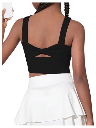 WDIRARA Girl's Twist Back Sports Bras Backless Tank Top Workout Shirts