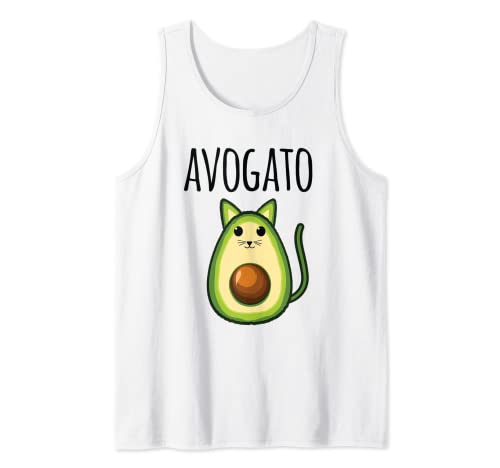 Avogato Shirt for Women Funny Avocado Cat Vegetarian Vegan Camiseta sin Mangas