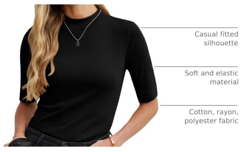 PrinStory Womens Tops Mock Neck Dressy Casual Shirts - image 4
