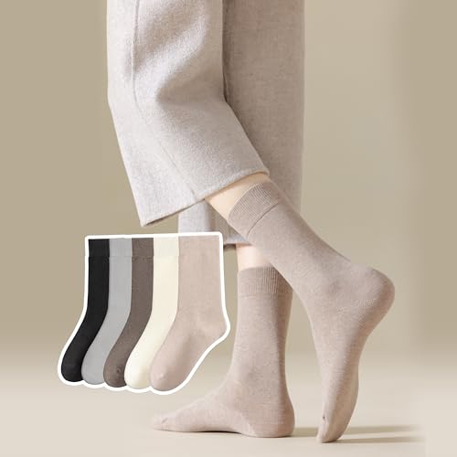 Womens Ankle Running Socks Athletic Hiking Low Cut Cotton Sport Socks for Sneakers 5 Pairs for US Size 6-10 (Black/Grey/Khaki/Beige)
