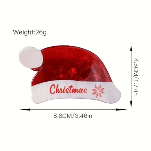 2 piezas de pinzas para cabello con diseño de gorro de Santa rojo y verde de Navidad, accesorios de peluquería para mujeres miniatura 7