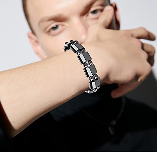 WAINIS 8 Pcs Hematite Bracelet Set for Men Women Stretch Round Bead Stone Bracelet Unisex Jewelry Gift4