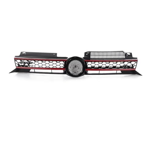 Parrilla Delantera para VW para Golf 6 MK6 2009 2010 2011 2012 2013 Rejilla Central De Carreras Estilo GTI para Parachoques Delantero De Coche Malla De Panal Rejilla De Radiador(Starter Black Red)