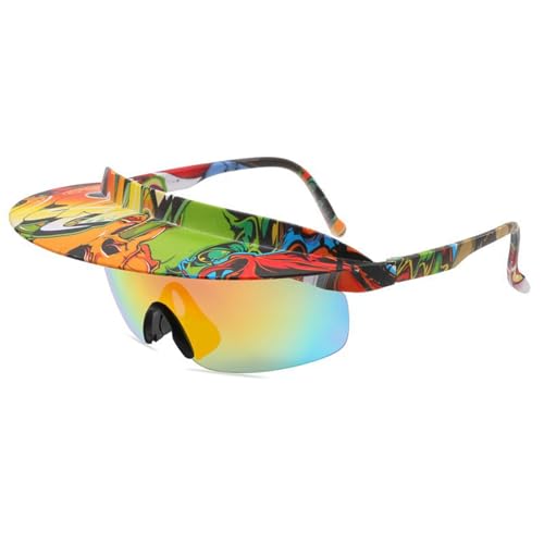 BSITSSS Sportbrille Form der Krempe Sonnenbrille Sport Sonnenhut-Rahmen Moden Sportsonnenbrille Sportbrillen UV400 Schutz Sport Brille für OutdoorSportarten Fischen Radfahren Laufen