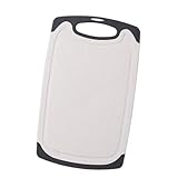 Schneidebrett Kunststoff, Schneidebrett Set für Küche Mit Größen, Schneideunterlage Bretter Küche mit Griff, Saftrillen, Rutschgummi, BPA Frei (Beige,Groß)