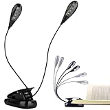 Lampe pour pupitre à pince 5000 6000K avec col flexible et 8 LED alimentées par USB/batterie à clipser pour la lecture, le piano et plus encore