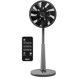 Duux Whisper Gris Ventilador de pie Silencioso, Controlable por Mando a Distancia, Ajustable en Altura (76-95 cm), 26 Niveles de Velocidad, Función de Temporizador para un Clima Interior Agradable