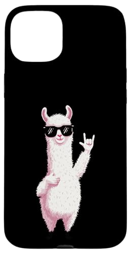 Cool Llama Rock �n���h�T�C�� �T���O���X �A�j�}���O���t�B�b�N �X�}�z�P�[�X iPhone 15 Plus �p