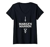 Femme Marilyn Manson ? Satan Cross T-Shirt avec Col en V
