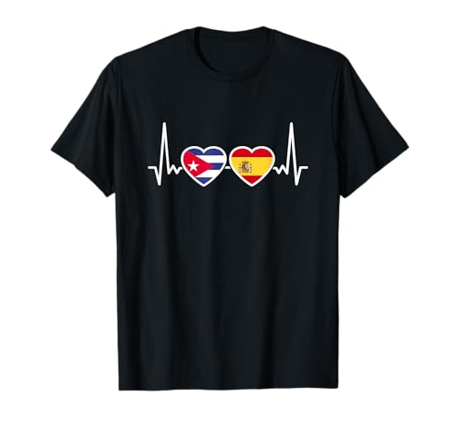 Cuba España Bandera Latido Español Cubano Camiseta