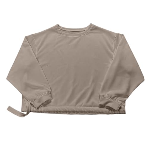 Womens Off Shoulder Sweatshirt, Long Sleeve Tie Hem Loose Casual Pullover - image 4
