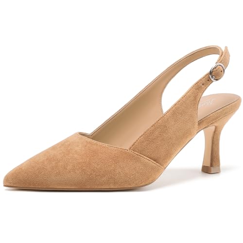 Mostrin Kitten Heels for Women Slingback Pointed Closed Toe Heels Women's Pumps Shoes for Wedding, Party, Commuting