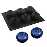 Molde de silicona para hornear con 6 cavidades de arándanos – Molde antiadherente con forma de fruta de grado alimenticio resistente al calor para mousse, chocolate, pudín, helado y gelatina (negro)