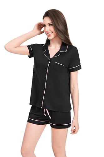Womens Pajama Sets, Cute PJ for Women 2-Pack – Lightweight Button Up - Short Sleeve & Shorts Set, Soft Lounge & Sleepwear3