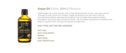 Loelle, 100% Pure, Cold-Pressed Argan Oil, Organic Argan Oil for Hair Face and Hands - Image 3