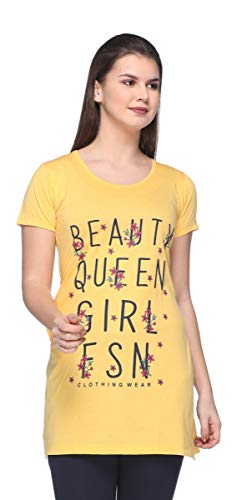 Image of In Love Women's Printed Cotton Plus Size Longline T-Shirt Half Sleeve with Pockets Pack of 2