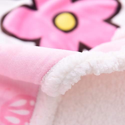 Cartoon Printing Throw Blanket for Girls Kids Adults, 40"x55", All Seasons Flannel Fleece Blanket, Soft & Warm Plush Blankets for Couch Sofa Bed Camping Travel, Pink, Polyester