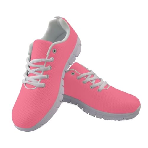 Jeiento Pink Women's & Girls' Solid Mesh Sneakers, Size 8 (US), Running, Exercise, Casual, Flat Heel, Stain-Resistant, All Seasons