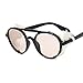 BUXIANGGAN Lunette De Soleil Homme Lunettes De Soleil Rétro Ovales Steampunk Hommes Femmes Rondes Métal Vapeur Punk Uv400 Lunettes De Soleil Mâle Femelle Noir Blanc