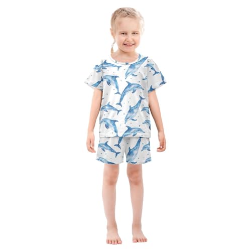 ALAZA Blue Dolphin Pajama Set Short Sleeve Sleepwear Soft Lounge Nightwear3