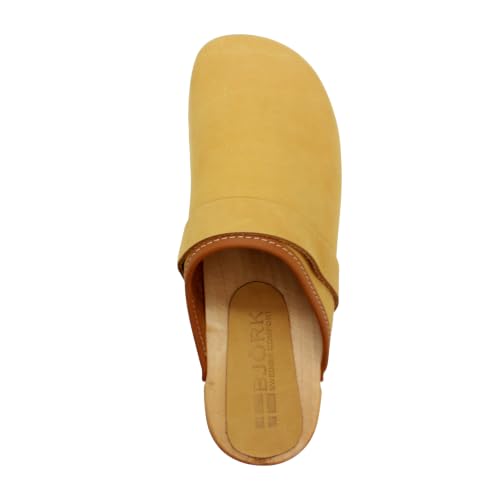 Image of Bjork Maja Wood Open Back Leather Clogs