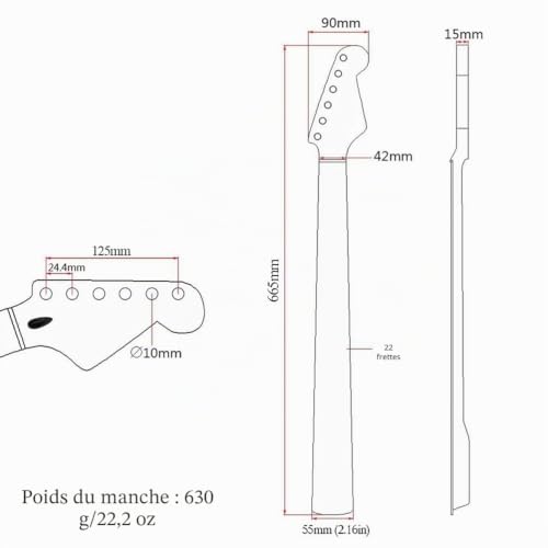 Manche de guitare électrique en érable de qualité supérieure ST - 2